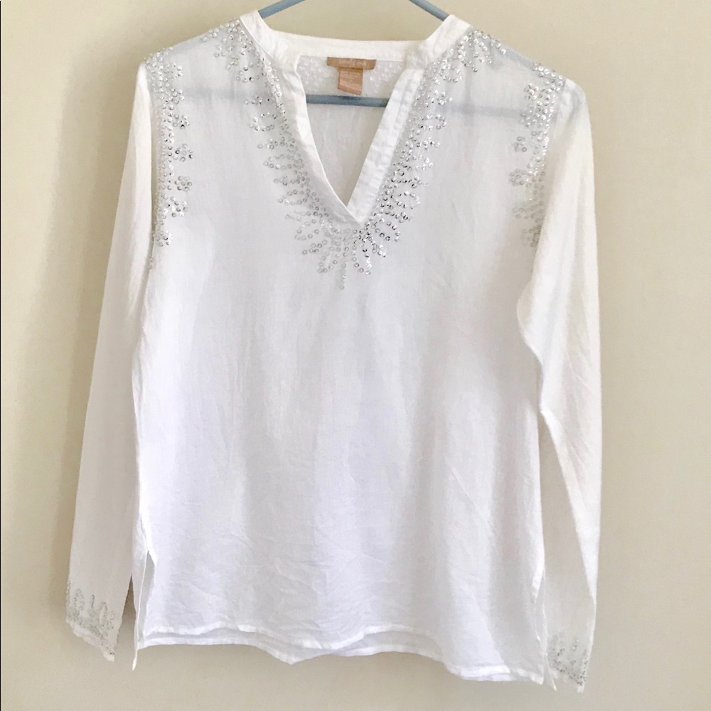 Forever 21 White Tunic with Embellishments Sz S